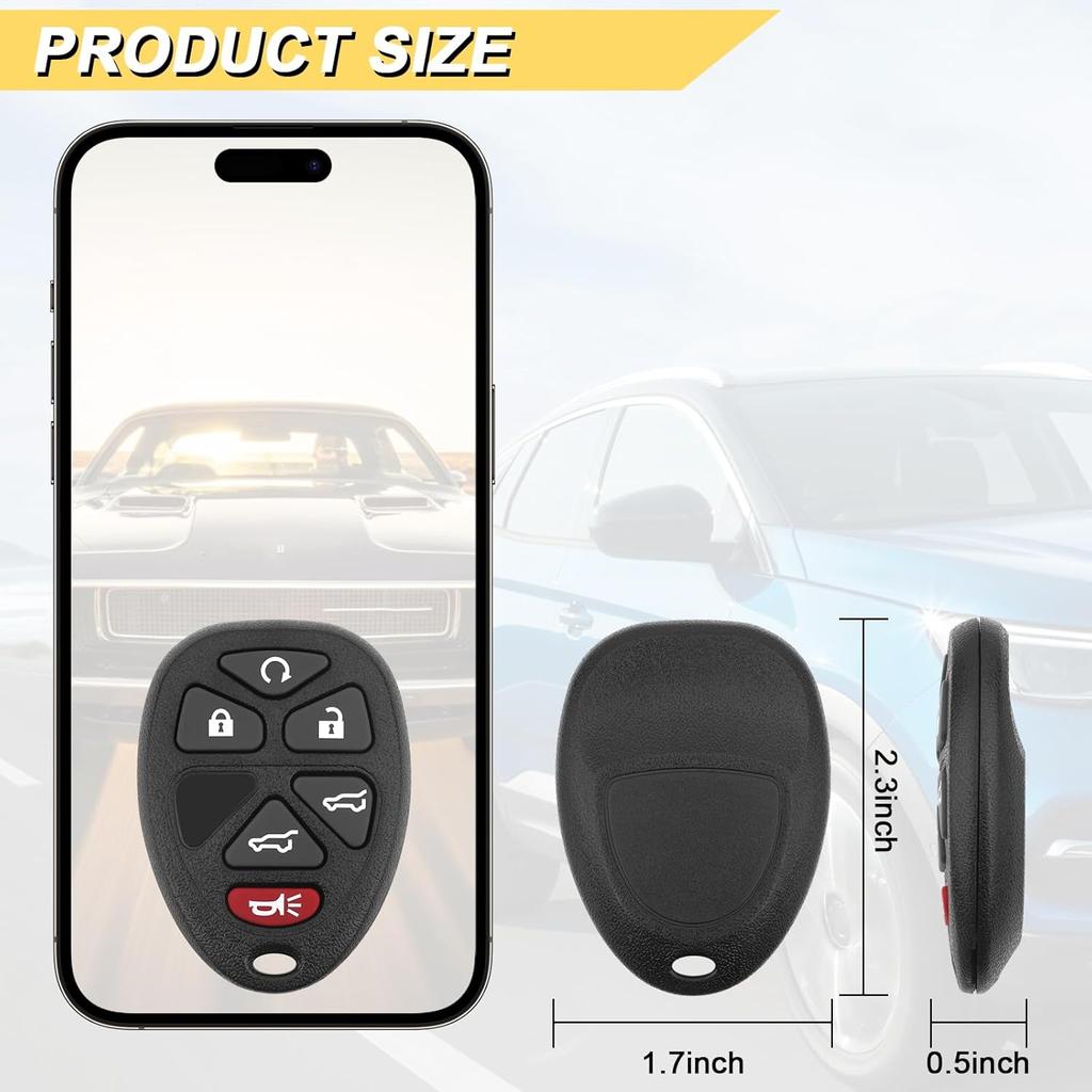 Key Fob Replacement for 2007-2014 Chevy Suburban Tahoe GMC Yukon/ 12-17 Traverse/ 07-13 Escalade Car Keyless Entry Remote Control,OUC60270 OUC60221,6