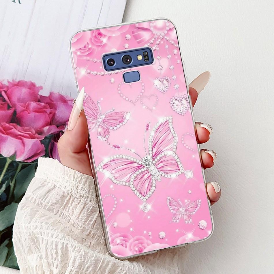 For Samsung Galaxy Note9 Elegant Floral Butterfly Phone Case For Samsung Note 9 SM-N960F SM-N9600 Soft Silicone TPU Cases
