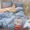Cartoon German Cat Towel Embroidery Sanded Autumn And Winter Bedding Four-Piece Set Quilt Cover Bed Sheet Cute Student Dormitory