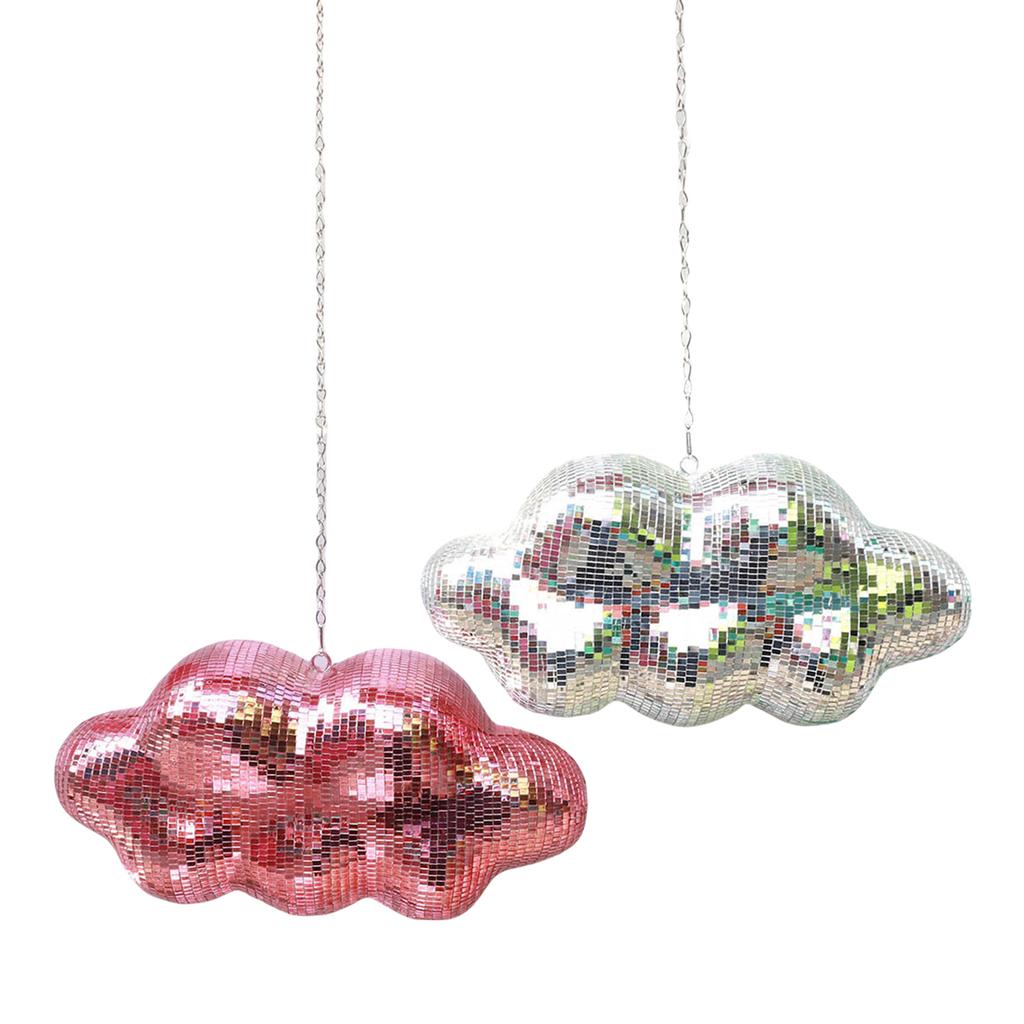 Retro Cloud Shape Discos Balls Hanging Ornament Reflective Mirror Balls with Chain for Festival Parties and Event Decors