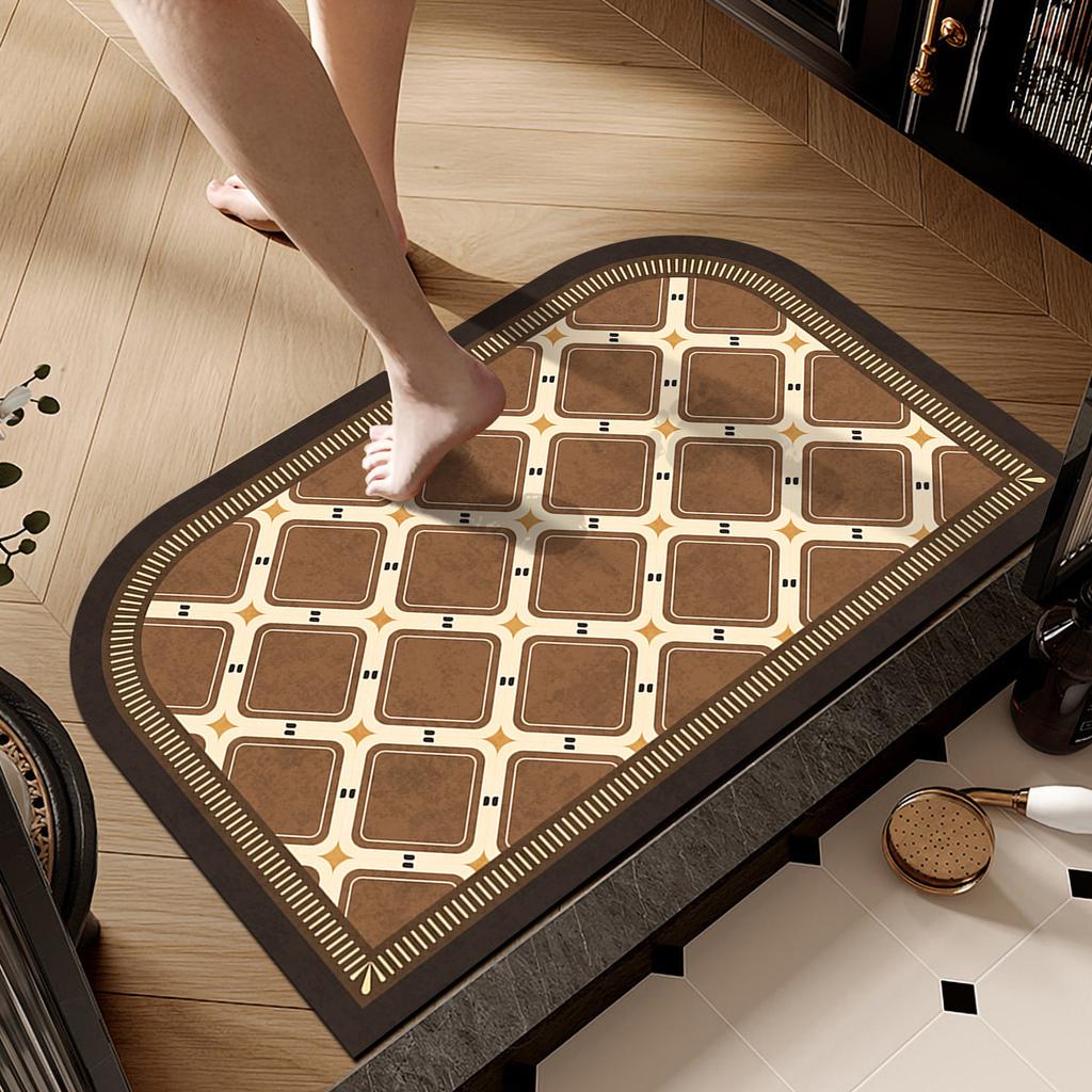 Retro wind diatom mud floor mat household bathroom door bathroom floor mat water absorption quick drying dirt resistant non-slip mat