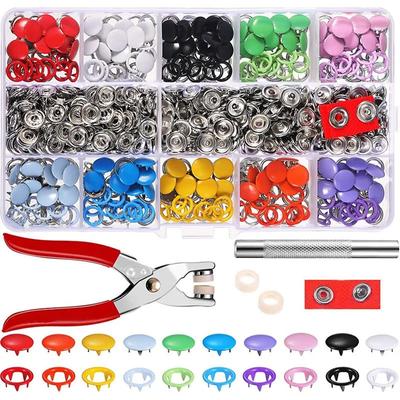 100pcs Metal Prong Snap Button Hollow Press Prong Fastener Studs with Pliers Tool Set Kits for Clothes Garment Sewing Bags Shoes
