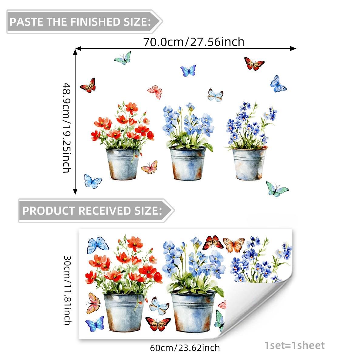 

Butterfly and Floral Electrostatic Cling Window Decals for Living Room and Bedroom Walls Suitable for Glass and Smooth Surfaces D15553--30x30cmx2pcs
