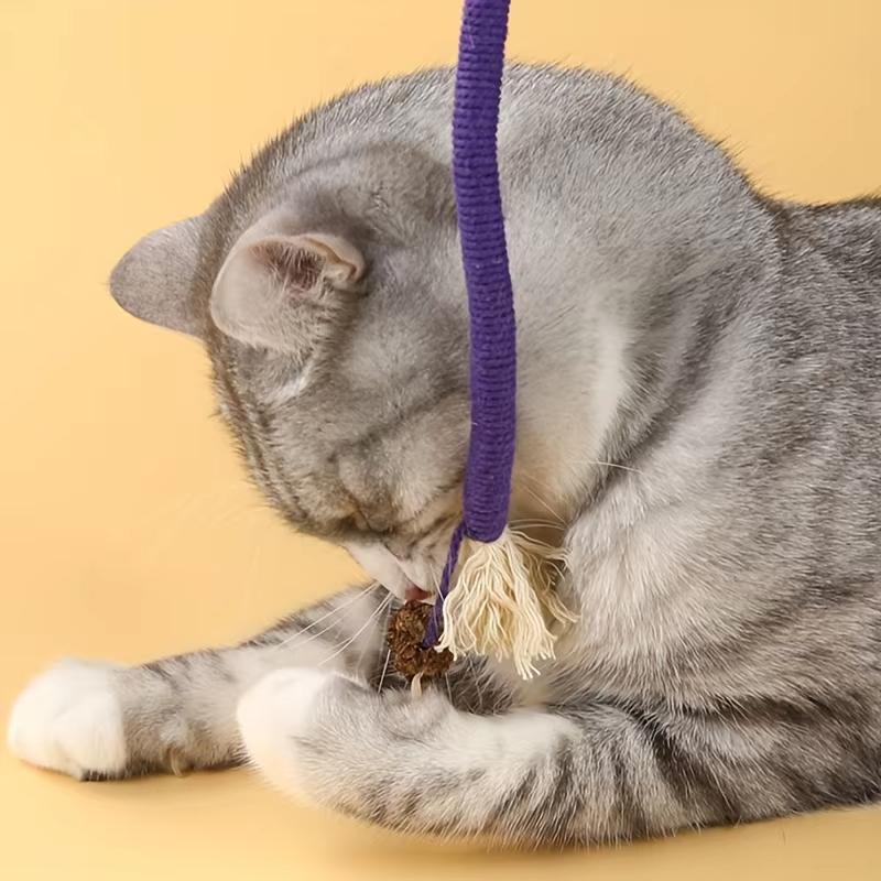 

1PC cat rope toy Teething long-lasting teaser cat rope self hi toy 60CM фиолетовый