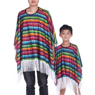 Etnický plášť Plášť mexického stylu Pláštík Halloween Mexické pončo Mexický kostým Festivalová párty