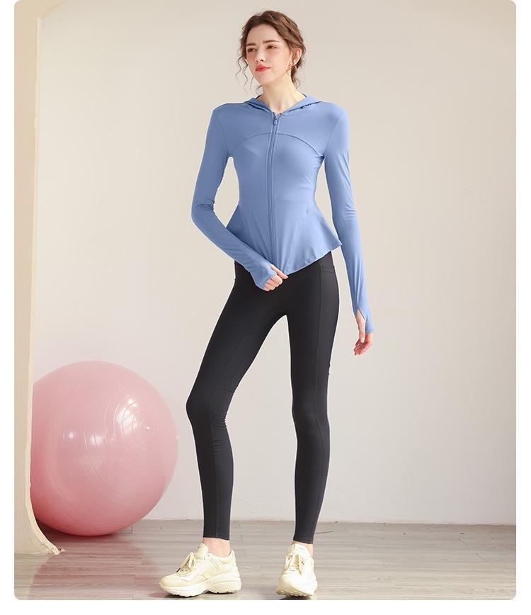 Women s Slim Fit Waist-Cinching Hooded Yoga Sweatshirt with Ruffle Detail - Long Sleeve Outdoor Fitness Top Extra Large