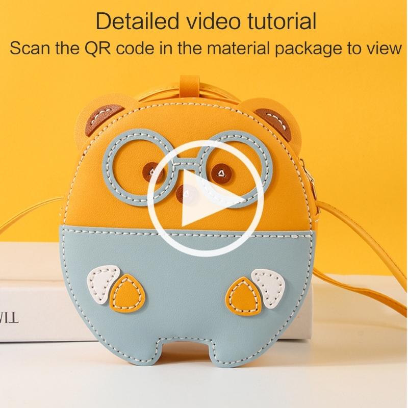 DIY Bear Crossbody Bag Making Complete Set Cute Bear Shoulder Bag Making Materials Kits Sewing Craft Tool Birthday Gift