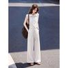 Women's French Casual Linen Blend Sleeveless Set