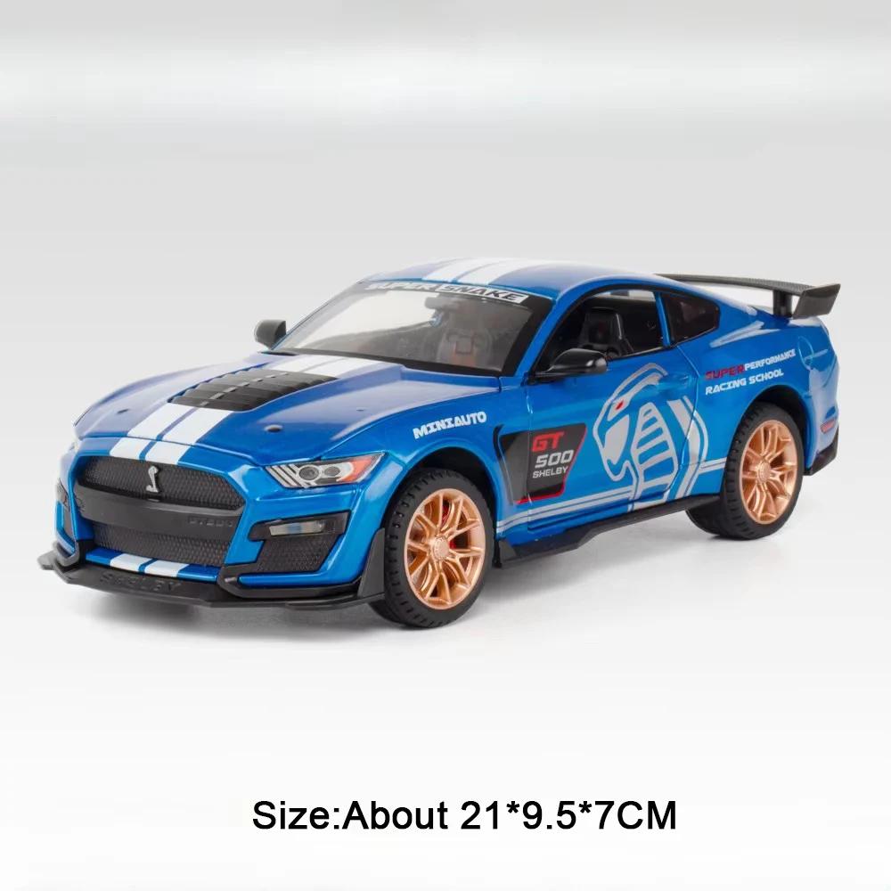 1:24 Mustang Shelby GT500 I5M60 Models Cars Toys Diecasts Alloy Sports Cars Doors Opened Sound Light Pull Back Toy Collectibles