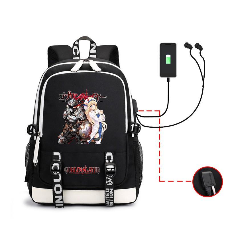 Zaino Scolastico a Tema Goblin Slayer per Bambini, Borsa Leggera a Doppio Strato per Laptop con Spallacci Curvi Traspiranti