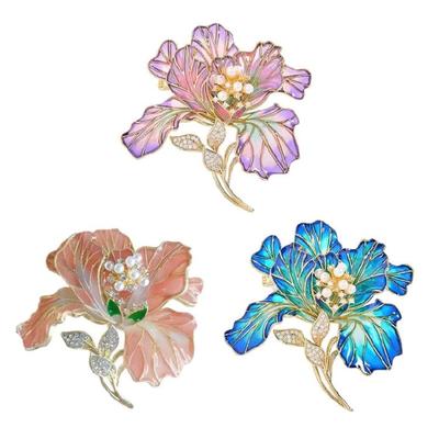 Veelzijdige Bloemvormige Broche Speld Stijlvolle Pioenroos Bedel Met Gedetailleerd Emaille Werk En Parels Kenmerken voor Vrouwen
