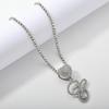 26 Flower Letter Necklace: Hip Hop Heart Pendant with Full Diamond Inlaid Tennis Chain for Women