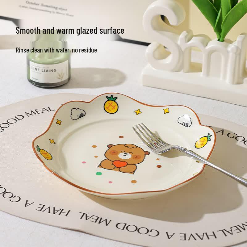 HUAIYI Beerus Bear Cartoon Ceramic Plates