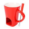 130ML Keramický hrnek na čokoládové fondue a nerezová vidlička Čokoládový sladký tavicí pohárek na párty Červený