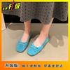 2025 spring and summer new French shallow mouth single shoes women's Korean version gentle soft sole Doudou shoes square head flat sole grandma shoe
