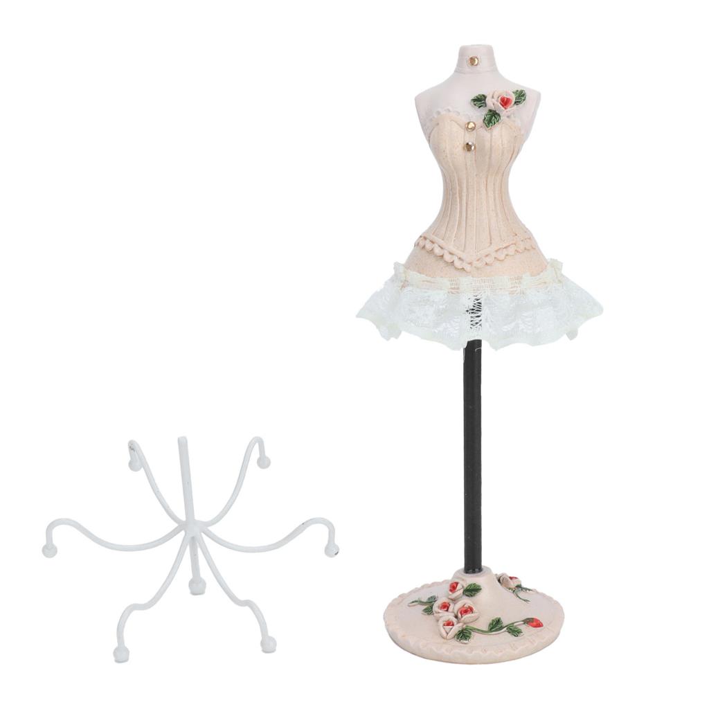 Jewelry Stand Display Earrings Necklace Storage Polyresin Doll Holder with Rotatable