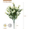 Artificial Flowers for Outdoors, 12 Bundles Fake White Flowers for Outdoor Planters, Faux Plants with Silk Flowers for Porch Decor Garden Patio Home