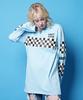 Monkey Flower Unisex Checkerboard Graphic Regular Fit Long Sleeve T-Shirt / Ms1Ts06U Blue