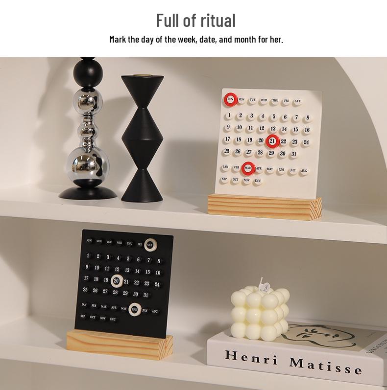 Nordic Wooden Ring Acrylic Calendar: Aesthetic Desktop Ornament and Decompression Decoration