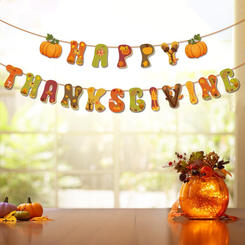 Festival Paper Fall Banner With Letter Set Thanksgiving Party Scene Decoration