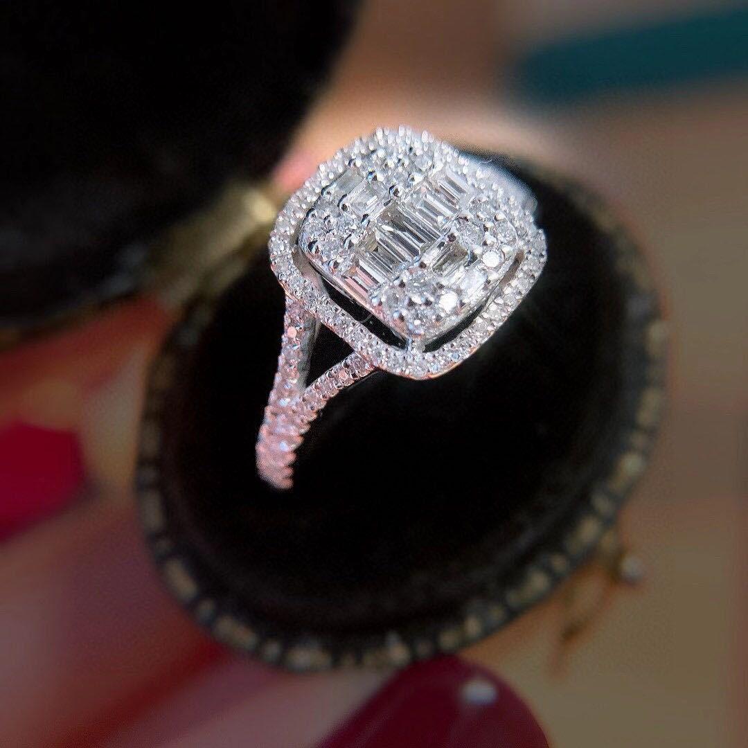 

DIWENFU 2 карата FL Бриллиантовое ювелирное кольцо Подлинное 14-каратное белое золото Anillos De Wedding Bizuteria 14 K Ювелирные кольца Коробка