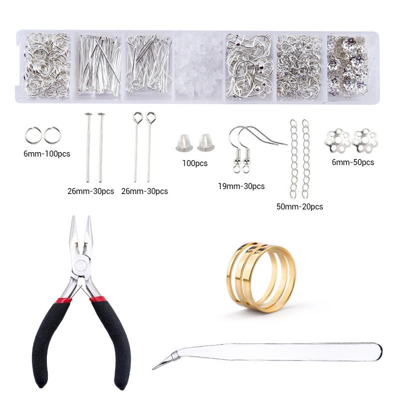 Jewelry Making Supplies Kit with Jewelry Tools Open Jump Rings Lobster Clasps Crimp Beads Screw Head Pins  Eye Pins Earing Hooks