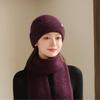 Outdoor Hat for Women in Autumn and Winter Fashionable and Versatile Plus Velvet Mom Hat Casual Cold Proof Woolen Hat  Neck Warm Suit