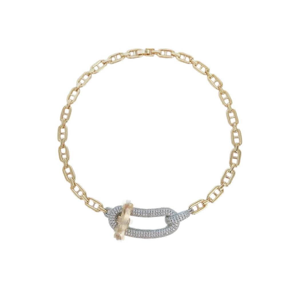 Trendy Hip-Hop Jewelry Set: Copper Zircon Pig Nose Necklace, Earrings, Ring, and Bracelet