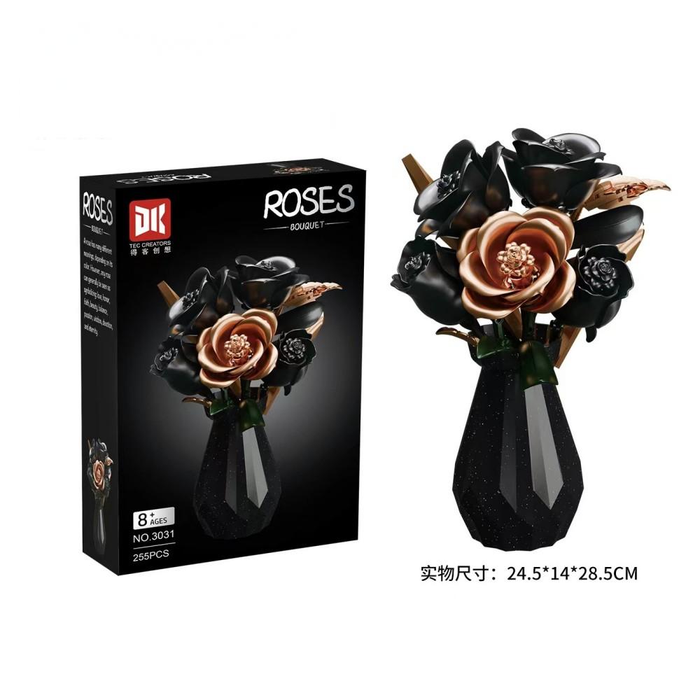 High-Quality 255Pcs High-Quality Black High-Quality Gold High-Quality Rose High-Quality Building High-Quality Blocks High-Quality Bouquet (as the picture,withbox)