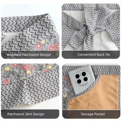 Fashion Canvas Half-length Apron Flower Anti-fouling Work Clothes Breathable Wear-resistant Cooking Half-waist Apron Kitchen