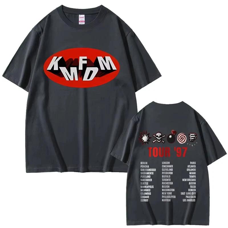 Rock Band Kmfdm Tour 97 Graphic Print  T-shirt Summer Men Women Vintage Gothic Punk Streetwear Male Casual Pure Cotton  T Shirts