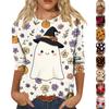 Women's Fashion Casual Round Neck Three-quarter Sleeve Halloween Printed T-shirt Top