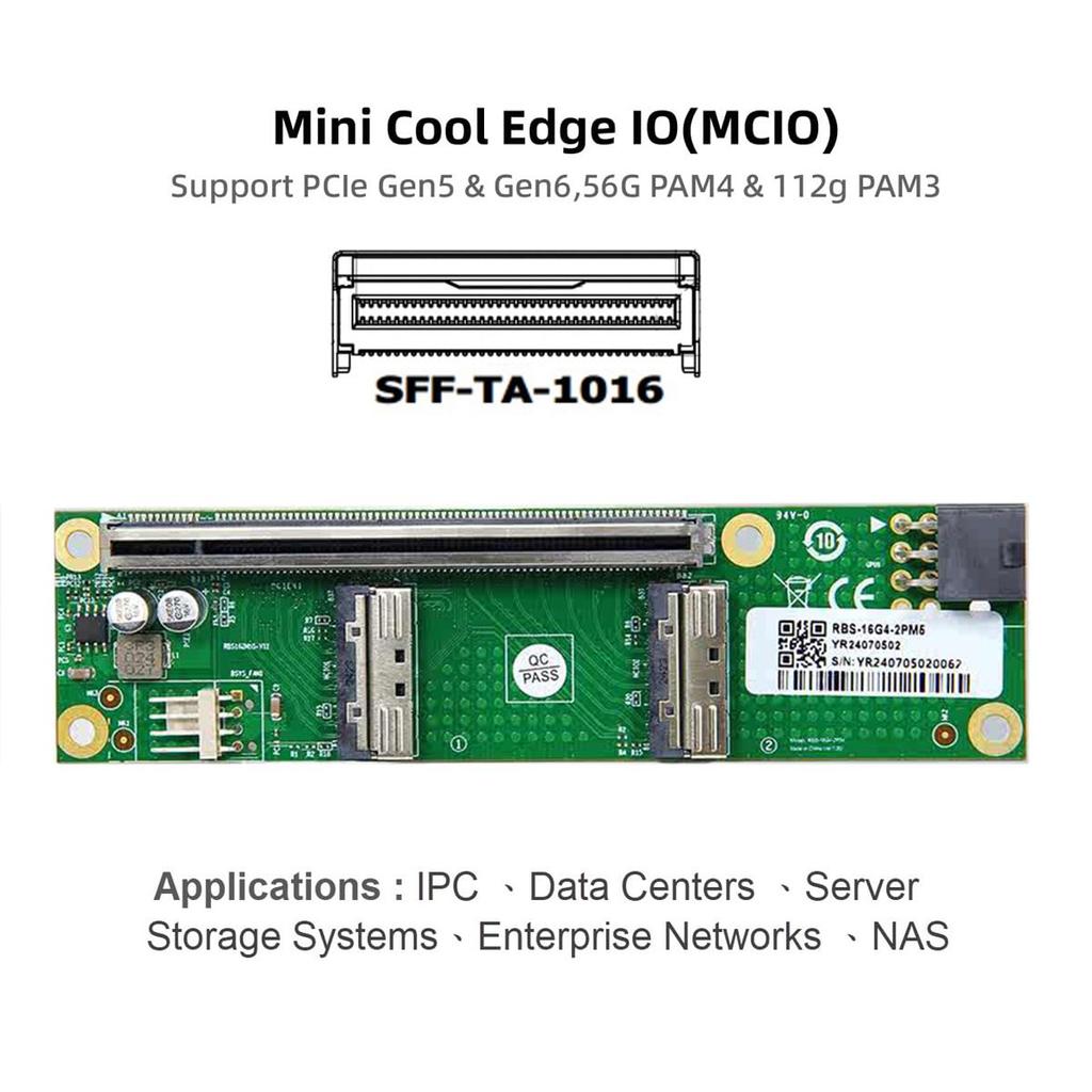 Xiwai Duální MCIO 8i Mini Cool Edge IO na 16x VROC Adaptér pro Základní desku SSD Grafickou kartu SFF-TA-1016 PCI-Express PCIE5.0