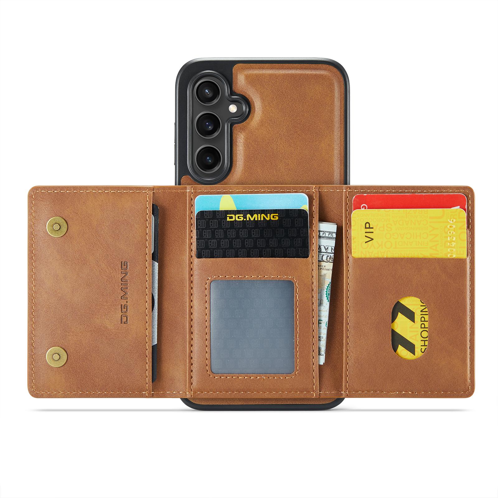 

DG.MING M5 Series For Samsung Galaxy S24 FE Case Detachable Magnetic Leather Phone Cover with Card Slots Brown