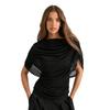 Fall Winter Women's European American Style Draped Scarf Collar Sleeveless Slim Fitted Crop Top