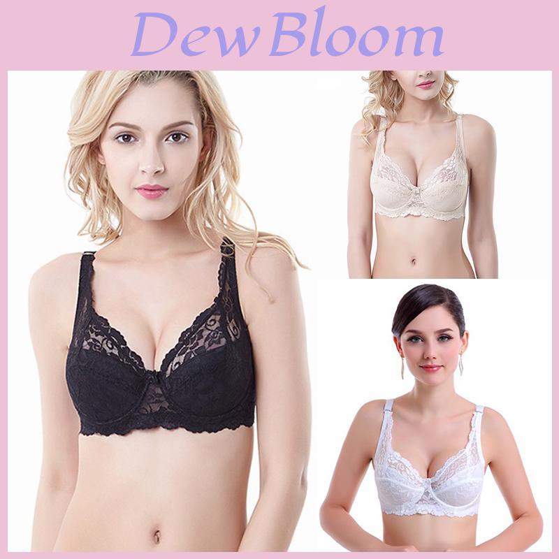 Elegant Ladies Plus Size Lace Full Coverage Bra With Adjustable Shoulder Straps