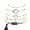 Fashion Circle Full Diamond V-Shaped Fringed Bell 5-Piece Set Bracelet Jewelry Women