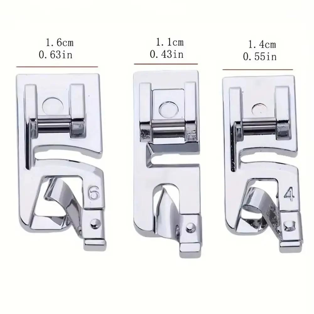 3 Peças/Conjunto Pé Calcador de Máquina de Costura Bainha Enrolada Estreita Metal Universal Ferramenta de Costura Doméstica Pé Calcador de Bainha 3/4/6mm