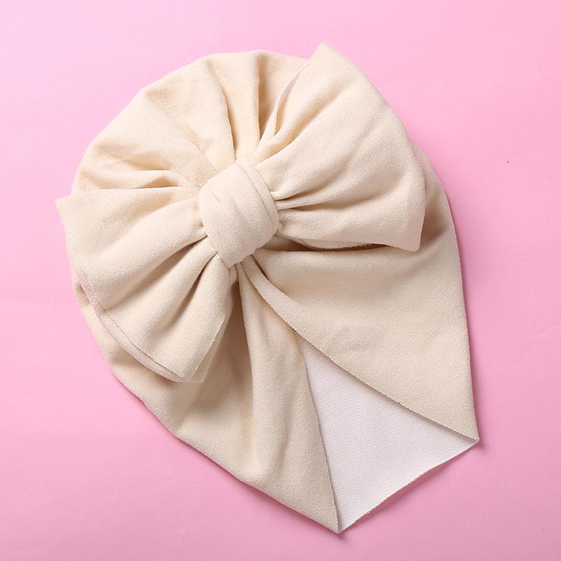 New Solid Color Baby Turban Cap Big Bow Infant Sweet Hat Newborn Elastic Bandana Headband Headscarf Beanie Kids Hair Accessories