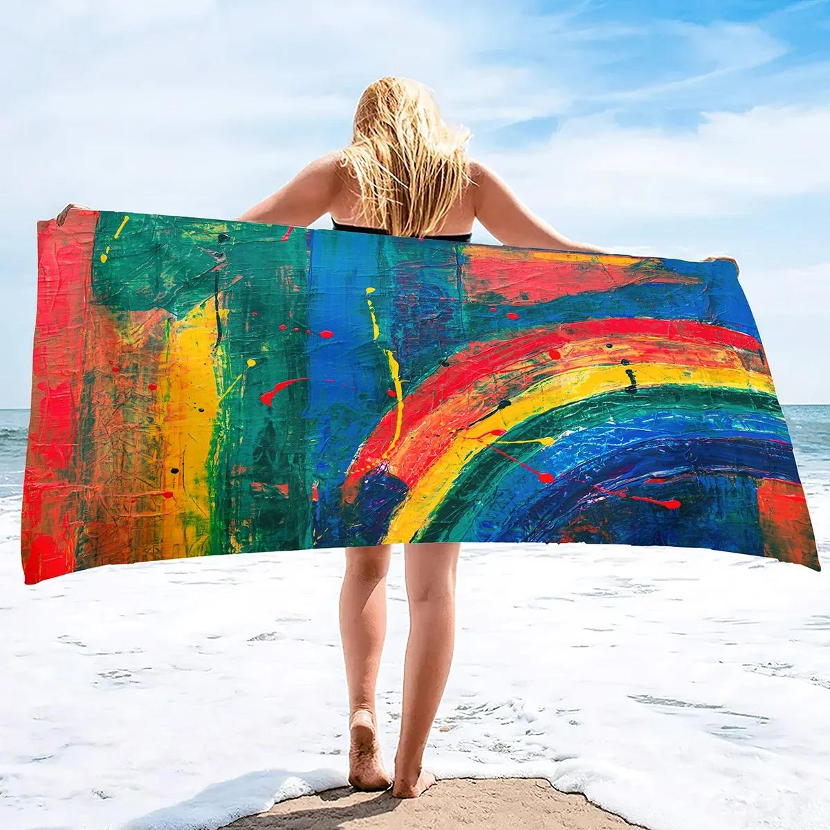 

Oil Paintings Super Soft Beach Towels Oversized Microfiber Bath Towels Quick Dry Absorbent Towel for Adults Men Women Boy Girl W30*H60(CM)