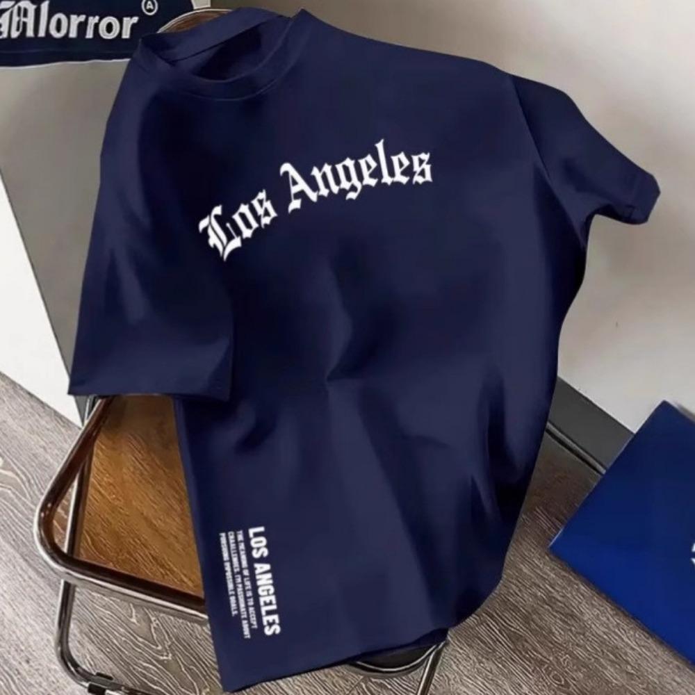 

100% хлопок Мужские повседневные футболки с коротким рукавом M темно-синий