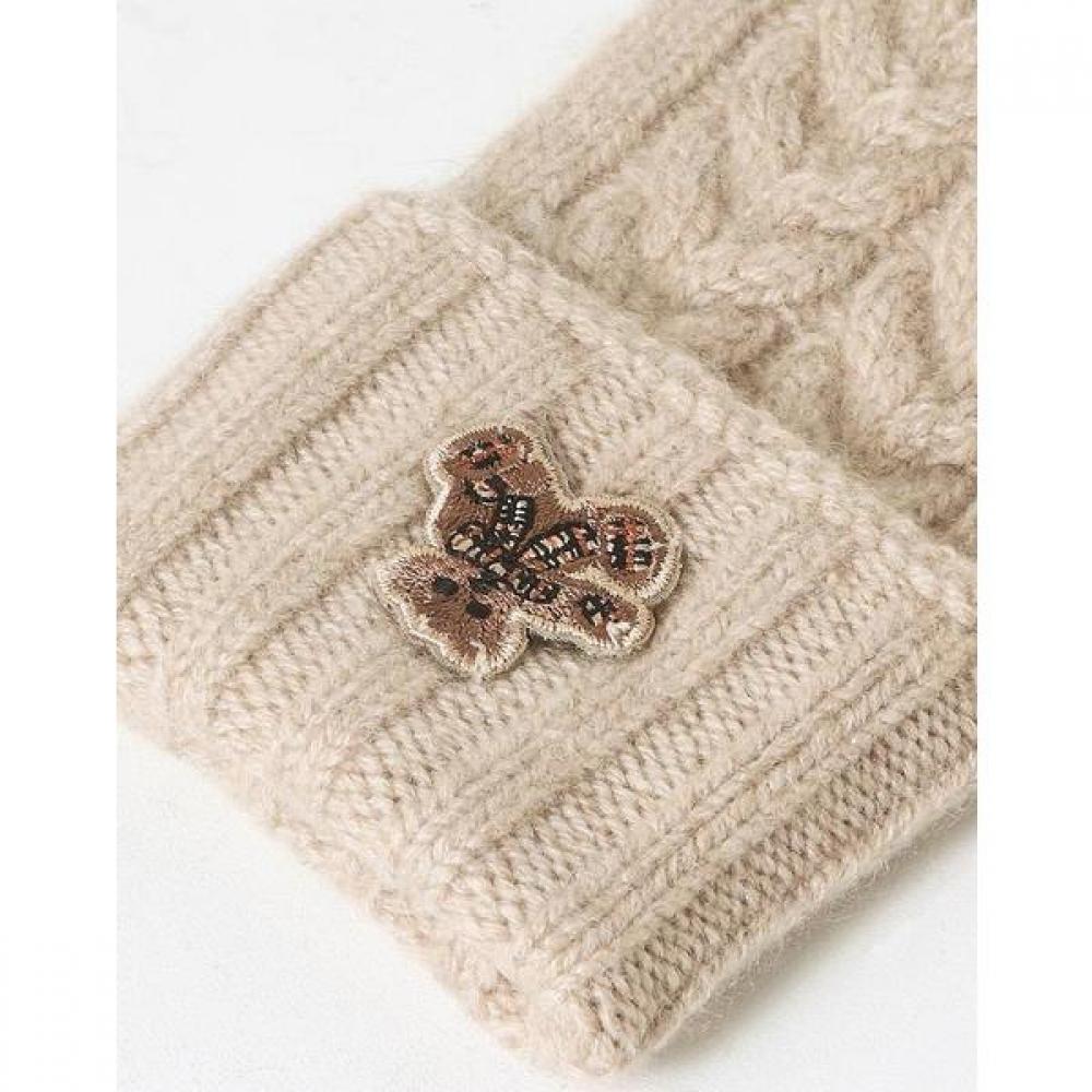 Daks Beige Cashmere Gloves With Embroidery Dcgv1f289i2