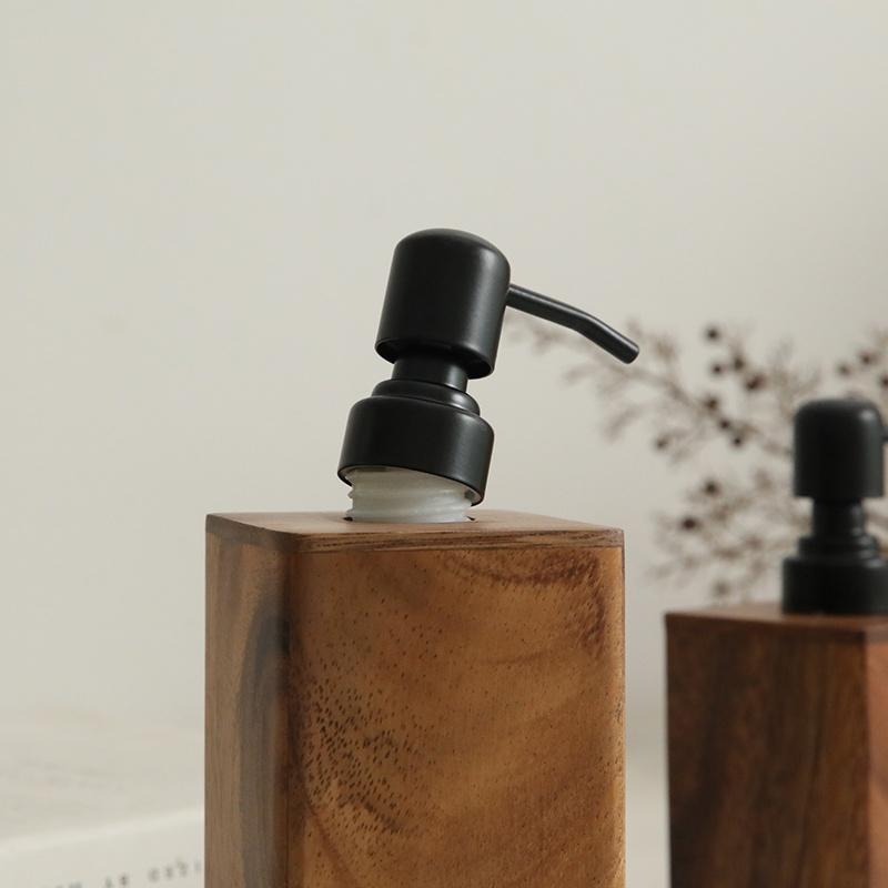Walnut Press Type Lotion Dispenser Empty Bottle for Shampoo Shower Gel Hotel Toiletries