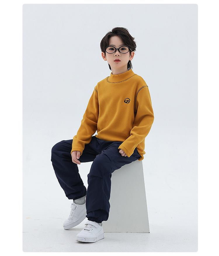 Modna bluza z kapturem dla chłopców, dwustronna, polarowa: Zimowa koszula 2025 z kołnierzem stojącym i długim rękawem dla dzieci.