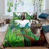 Cartoon Sloth Duvet Cover Set Cute Animals Bedding Sets For Boys Girls Funny Sloth Tropical Leaves Floral Nature Quilt Cover Set