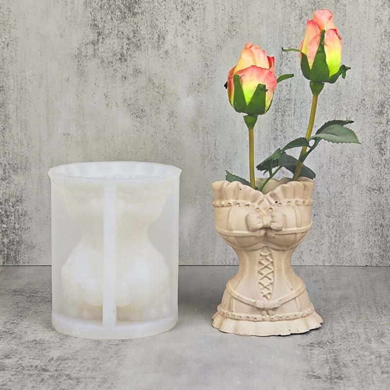 Skirt Vase Silicone Mould Handmade Woman Dress Candle Molds DIY Epoxy Resin Casting Moulds DIY Gypsum Flower Pots Making
