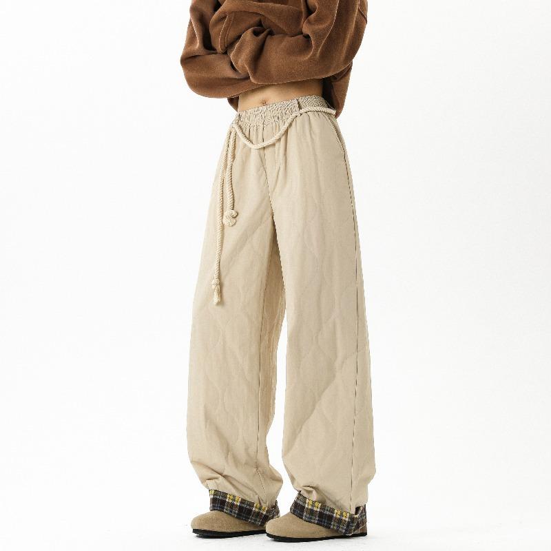 

Women s Autumn/Winter Thick Cotton Velvet Wide-Leg Casual Pants - Slim-Fit, Loose, and Stylish XL абрикосовый