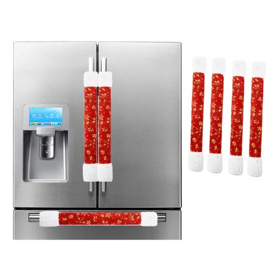 4 stk Christmas Snowflake Holdbar mat Kjøleskapshåndtaksdeksel Mykt vaskbart flekkforebyggende kjøleskapsdeksel