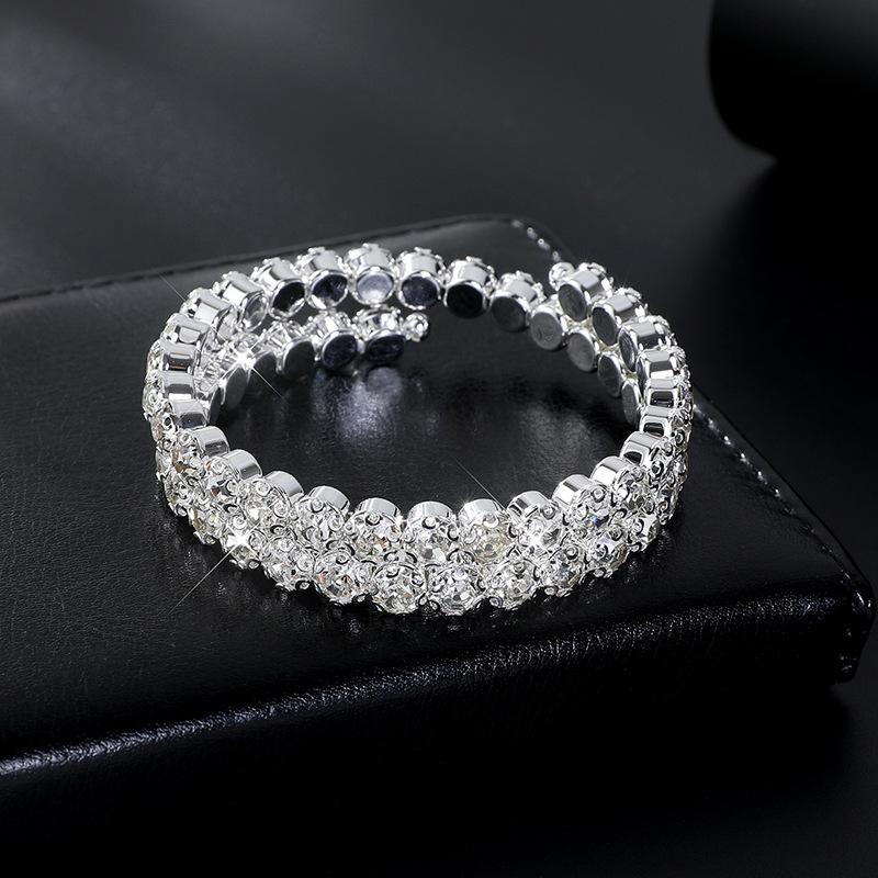 Bridal Bracelet AB Rhinestone Wrapped Full Diamond Open Bracelet Crystal Bracelet Accessories