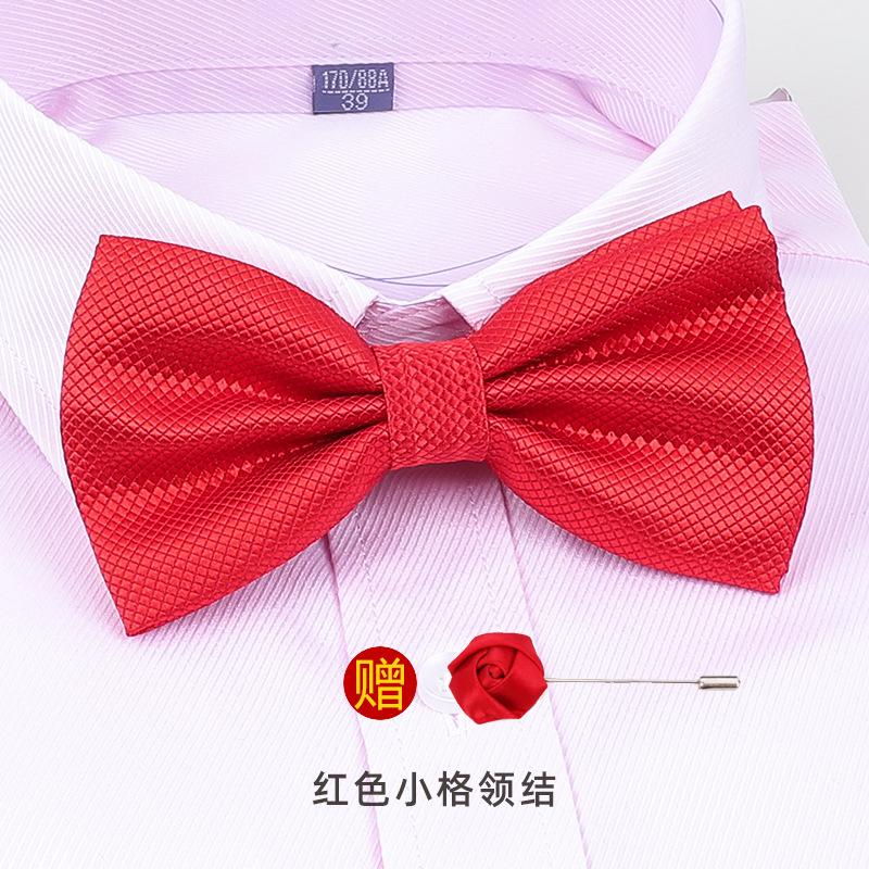 Men'S Korean Banquet Groom Wedding Best Man British Bow Tie Brooch Set Burgundy Bow Red Bow Tie